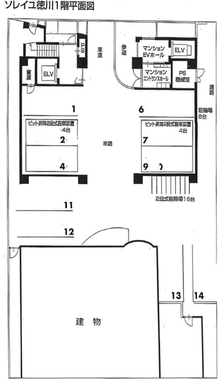 ソレイユ徳川 敷地内駐車場の駐車配置図