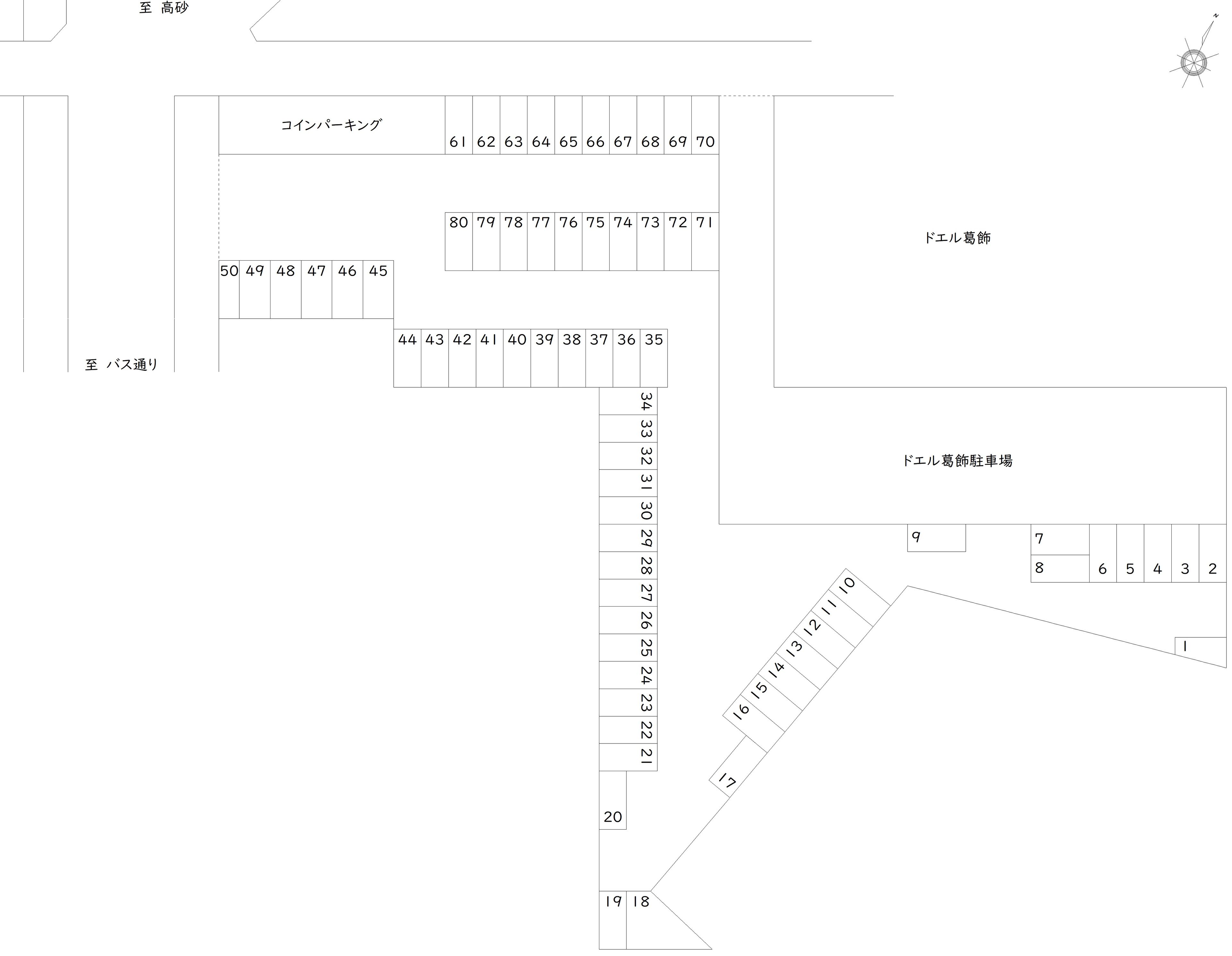 細田4-11 駐車場の駐車配置図