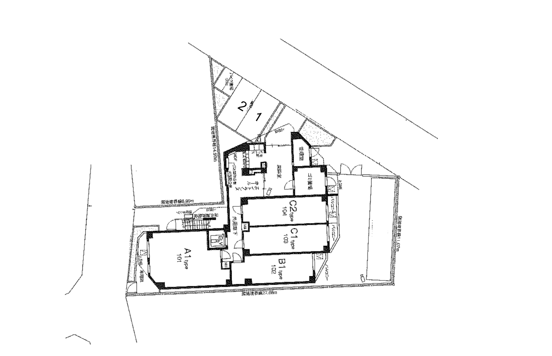 ブライズ蒲田SOUTHの駐車配置図