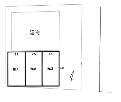 大東町高野様駐車場の駐車配置図