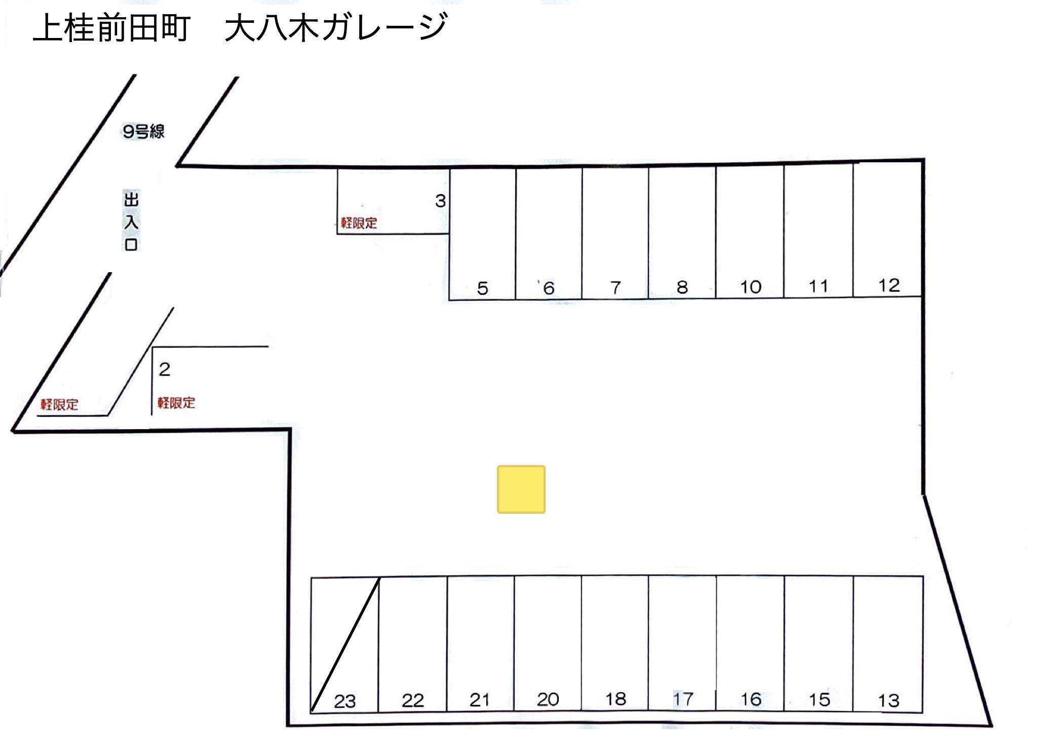 前田町 大八木ガレ-ジの駐車配置図