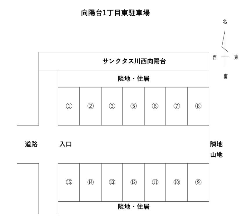 向陽台1丁目東駐車場の駐車配置図