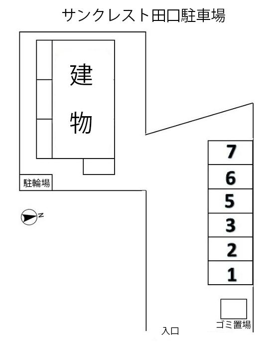 サンクレスト田口駐車場の駐車配置図