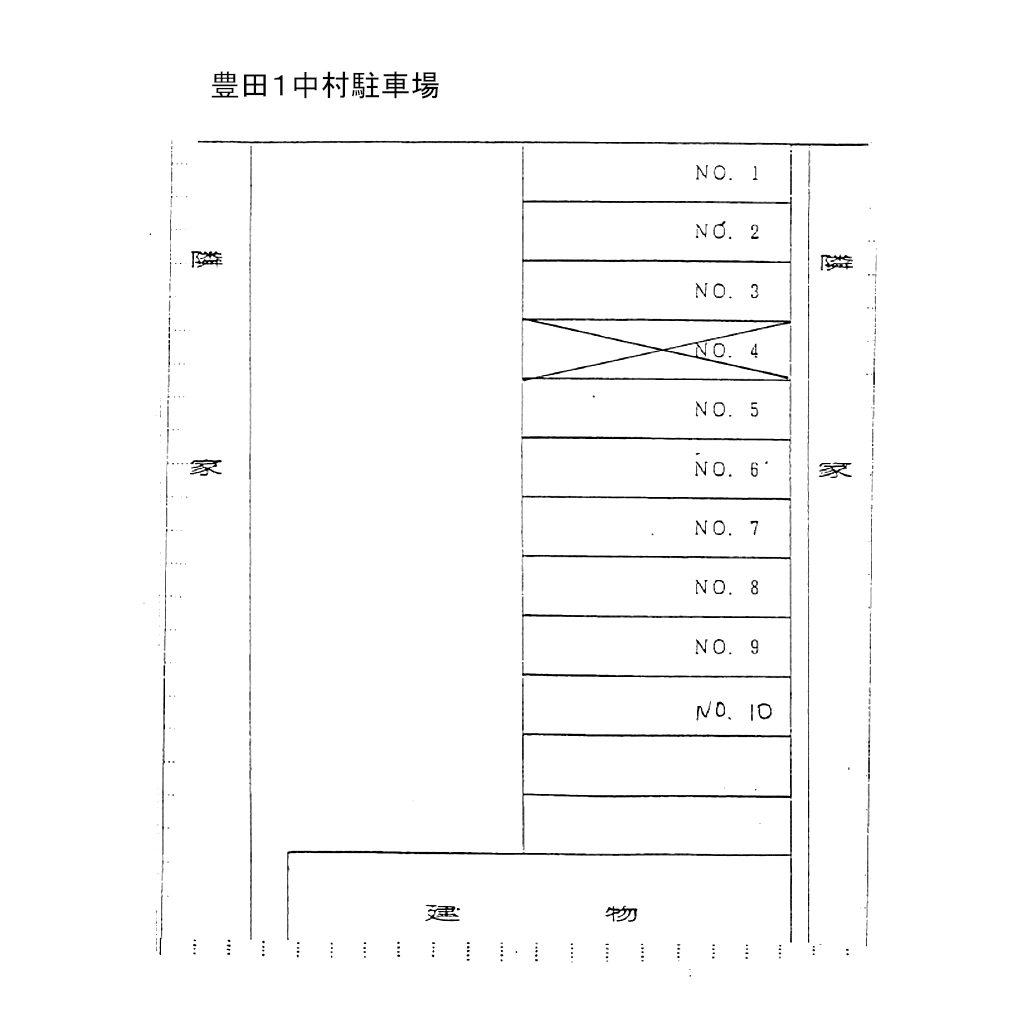 豊田1 中村駐車場の駐車配置図