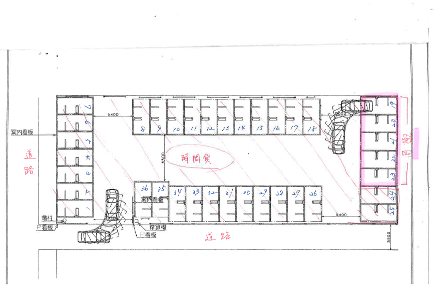 パーク86新江ノ島水族館前の駐車配置図