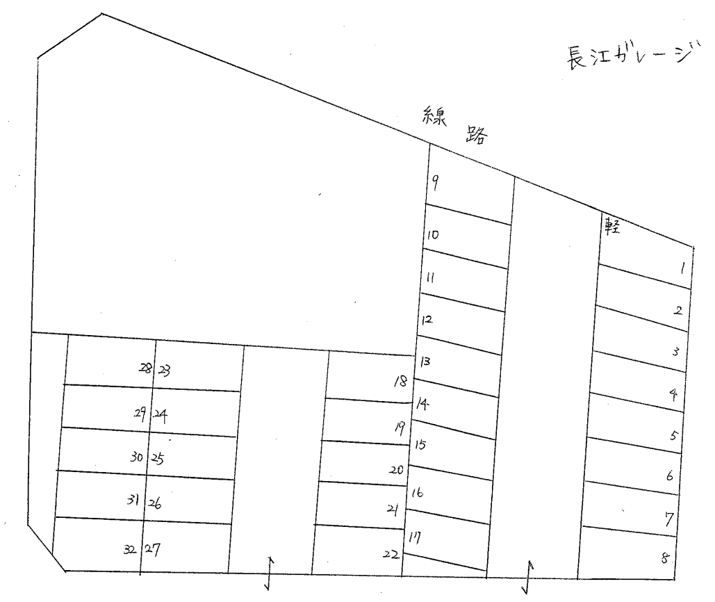 長江ガレージの駐車配置図