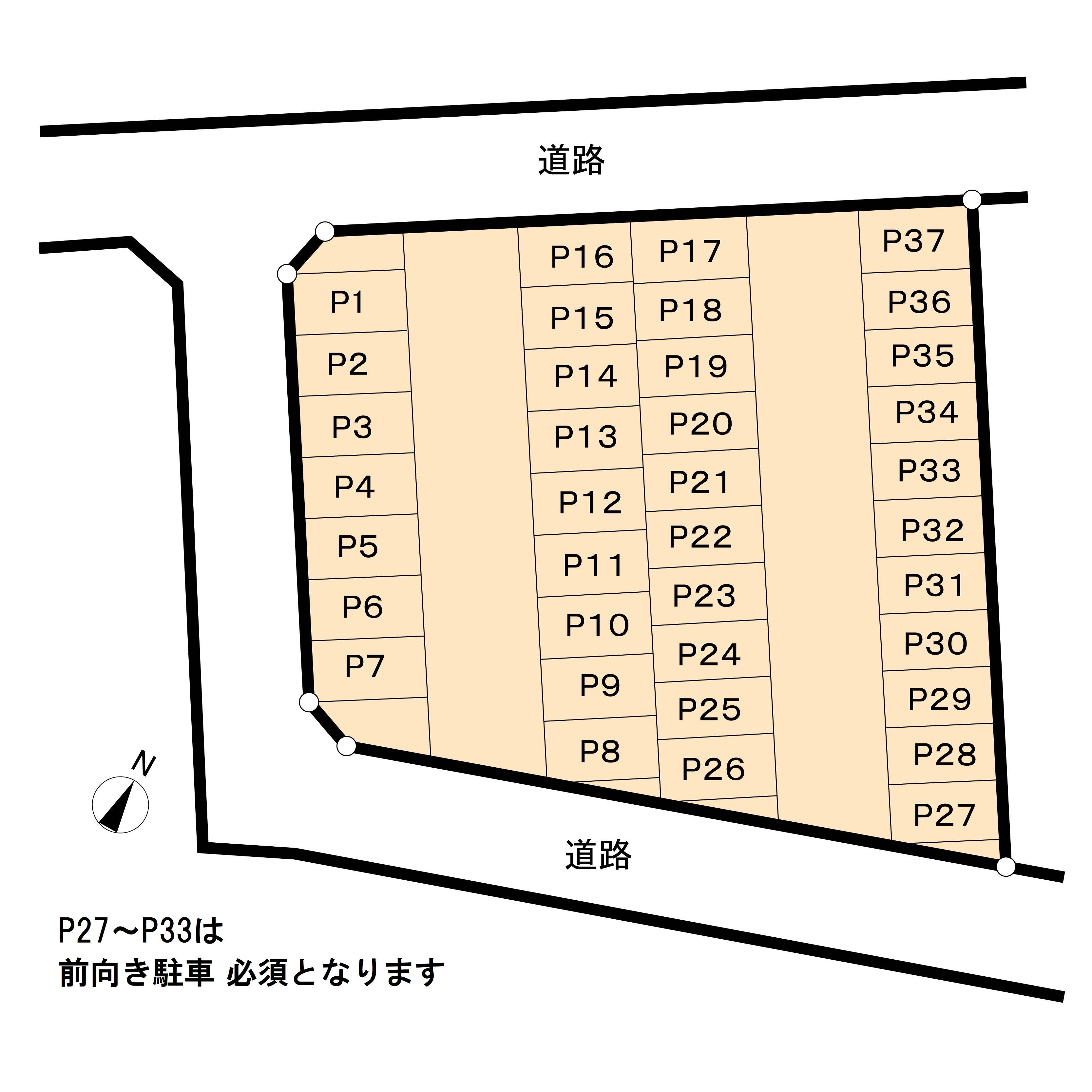 狭山市広瀬台 駐車場の駐車配置図