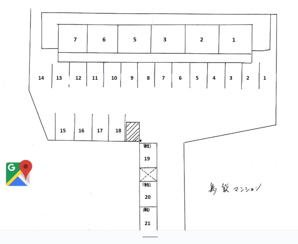 しまぶくろマンションの駐車配置図