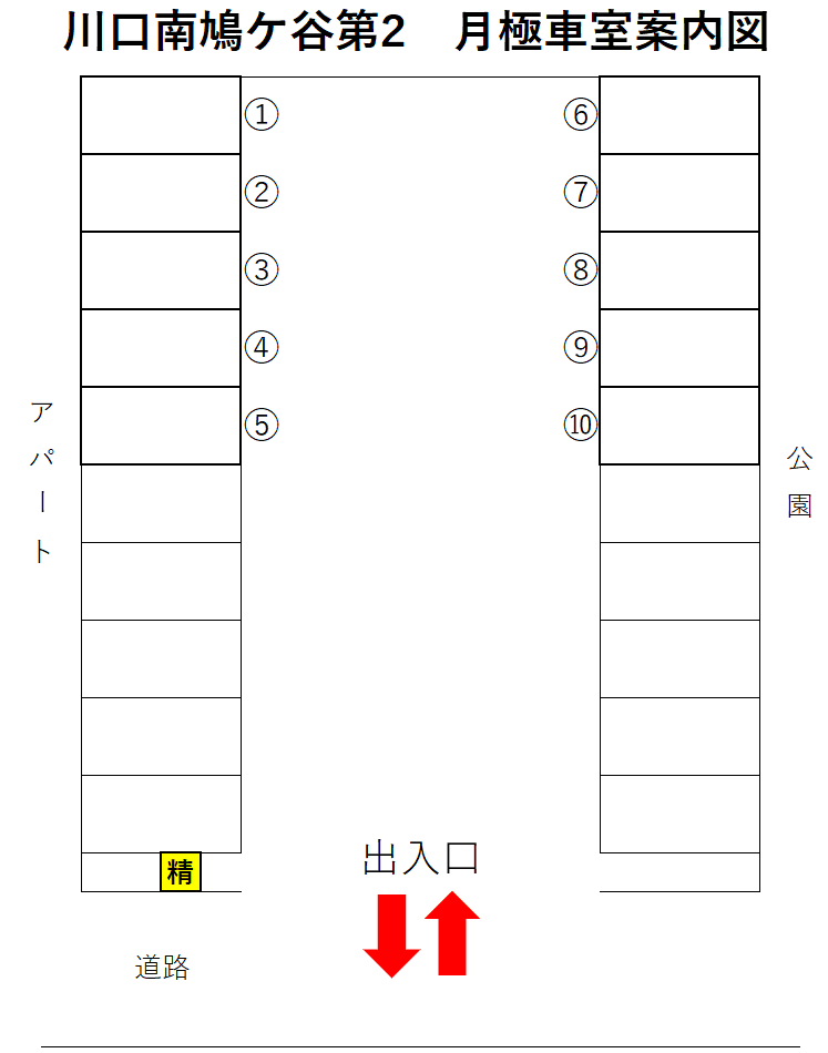 川口南鳩ヶ谷第2の駐車配置図