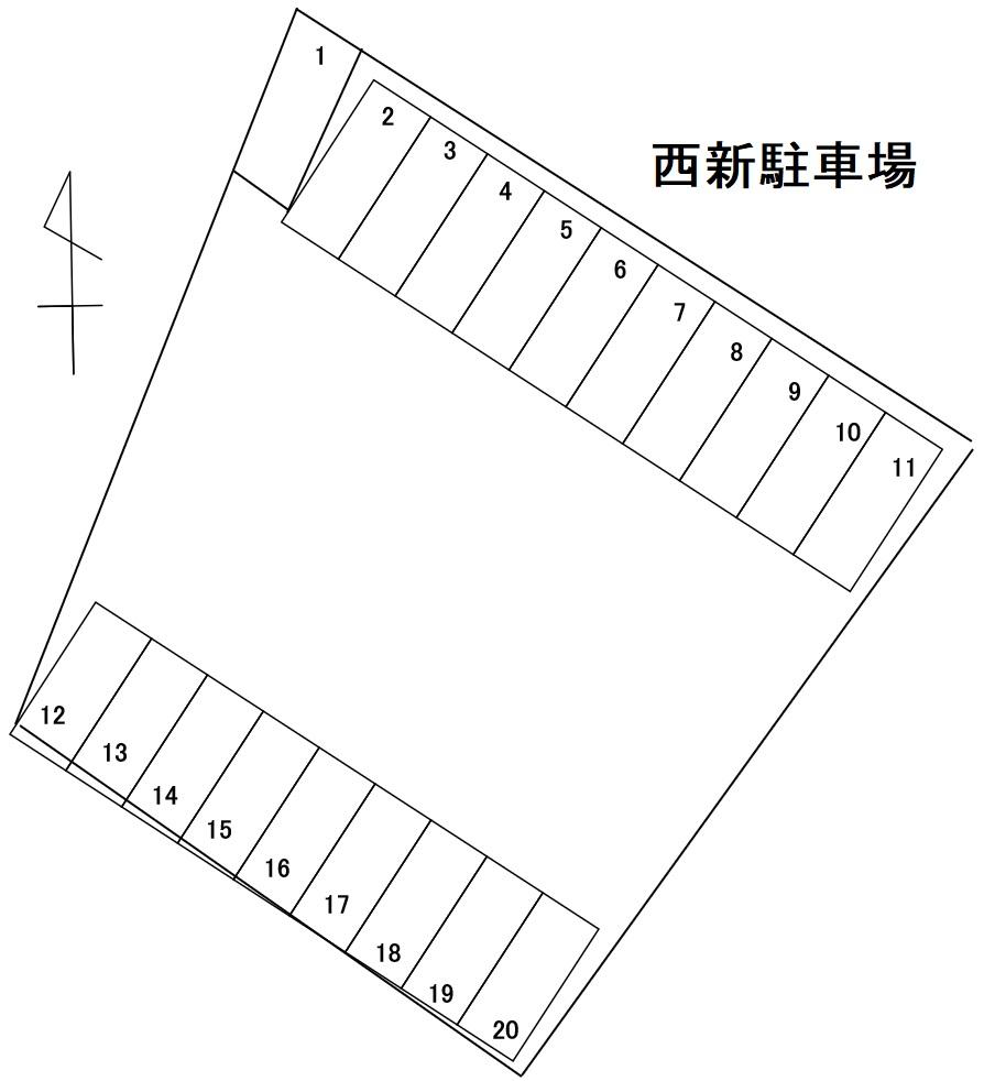 西新駐車場の駐車配置図