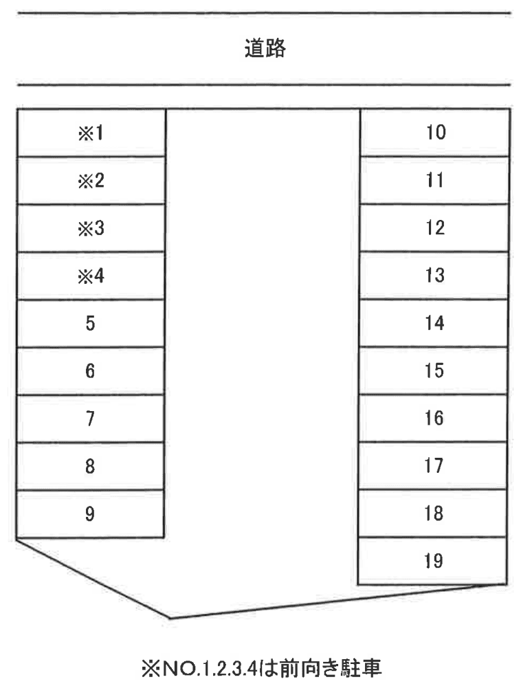 岡下駐車場の駐車配置図