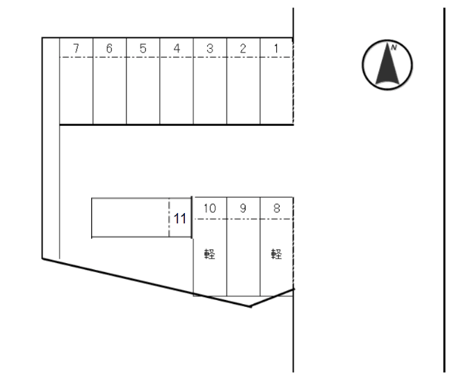 西河原町Ⅲガレージの駐車配置図