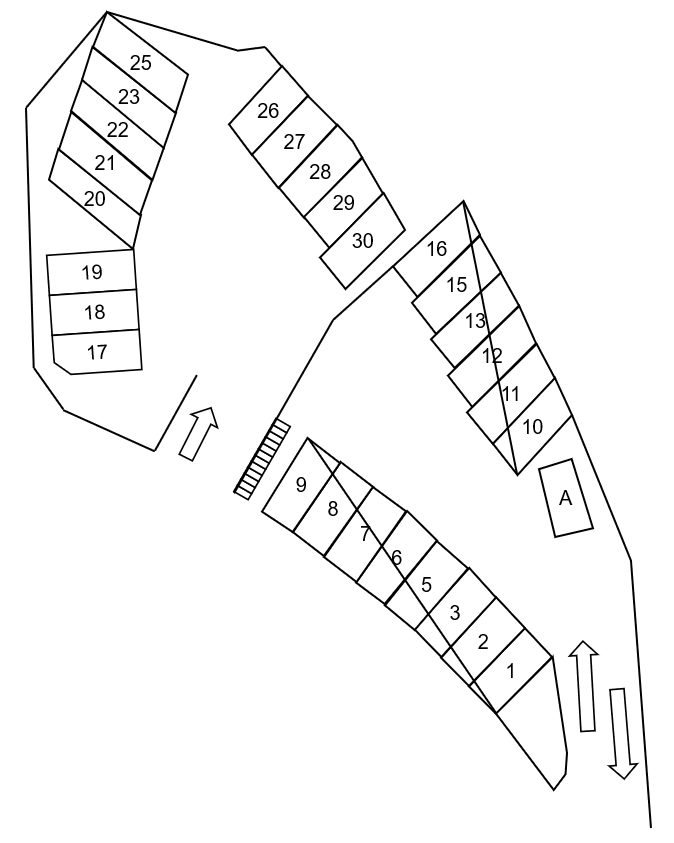 市沢町553B(上段)の駐車配置図