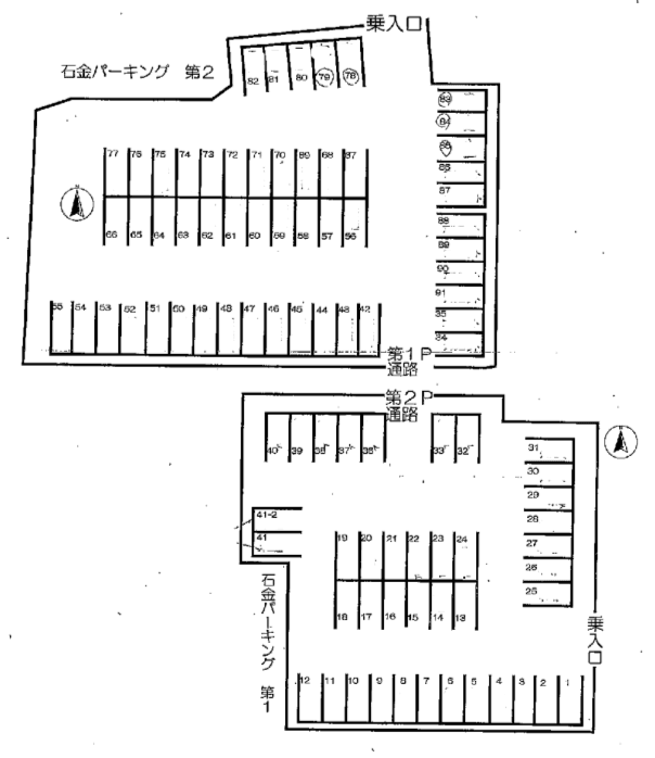 石金1丁目(第1)月極駐車場の駐車配置図