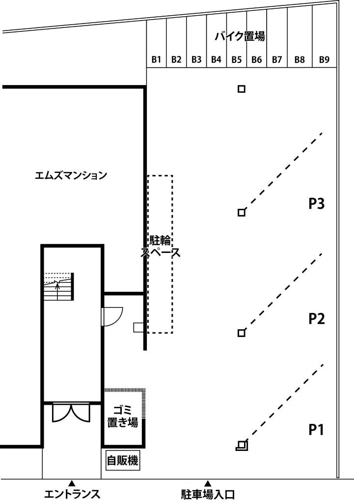 エムズマンションの駐車配置図