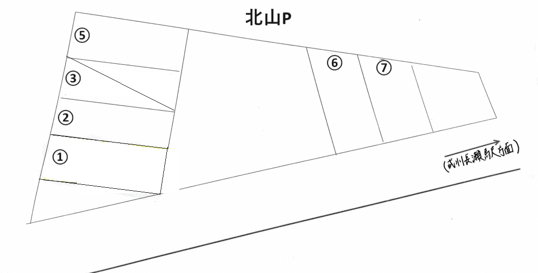 北山駐車場の駐車配置図