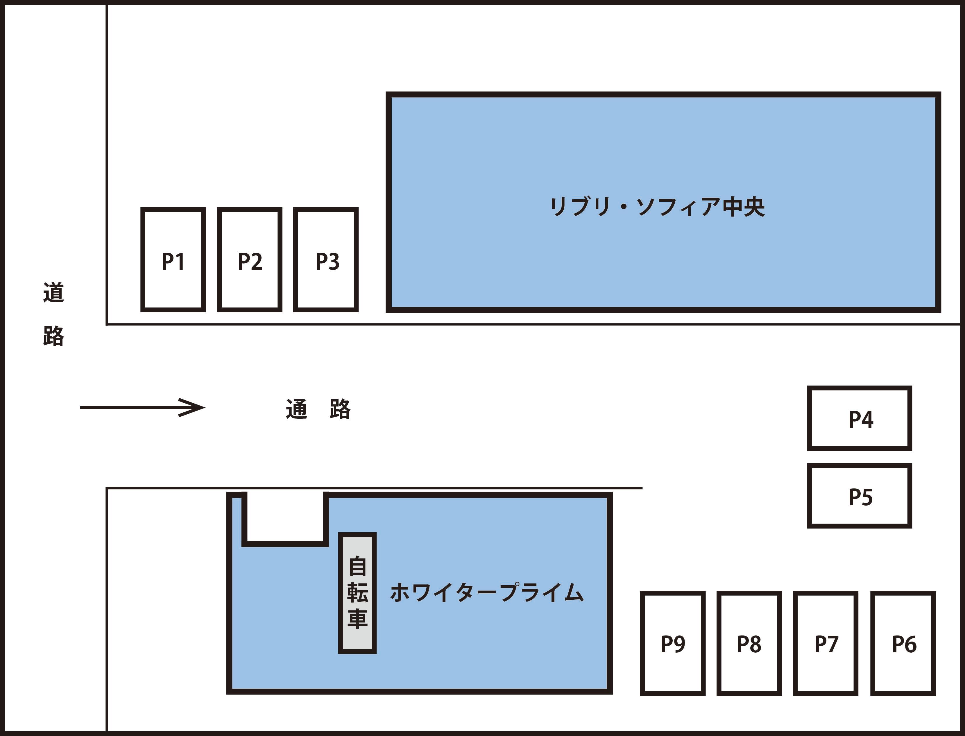 リブリ・ソフィア中央駐車場の駐車配置図
