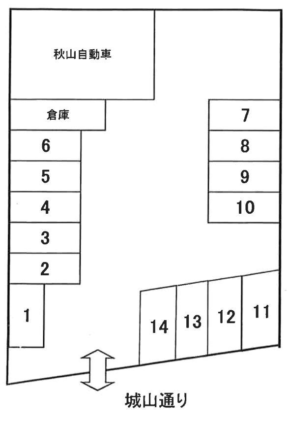 秋山本町駐車場の駐車配置図