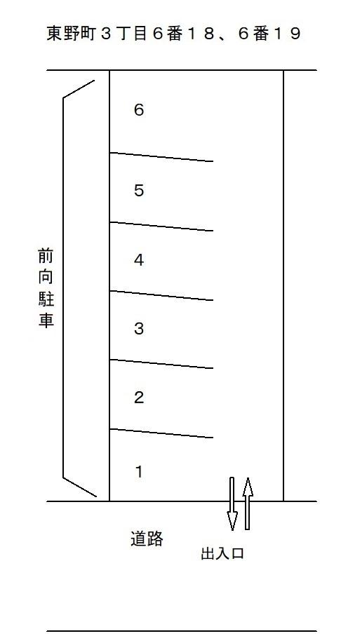 東野町3丁目6番18、6番19の駐車配置図