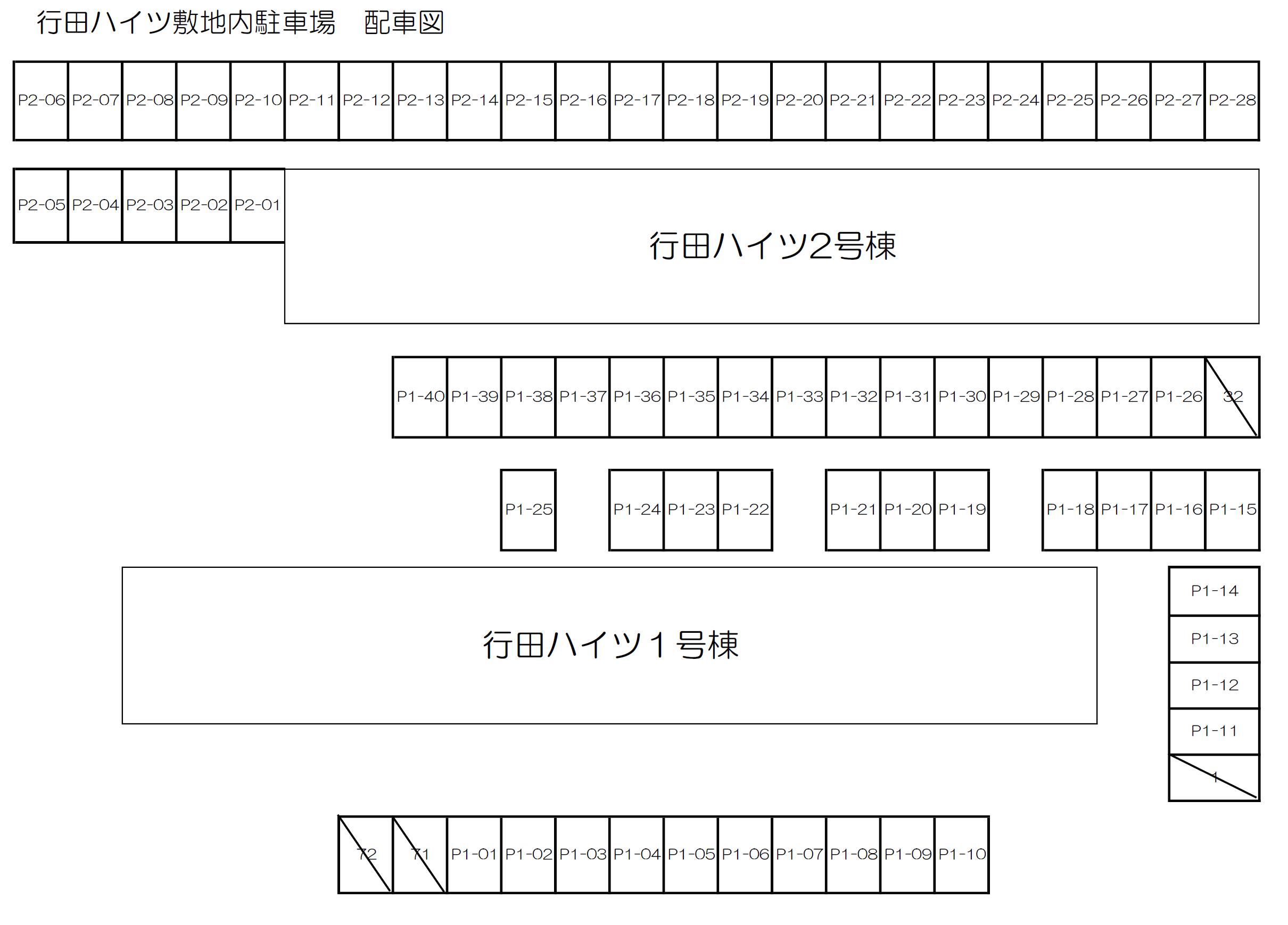 行田ハイツ敷地内駐車場の駐車配置図