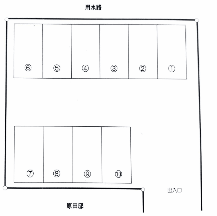大字二丁目駐車場(赤城)の駐車配置図