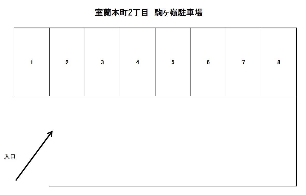 室蘭本町2丁目 駒ヶ嶺駐車場の駐車配置図