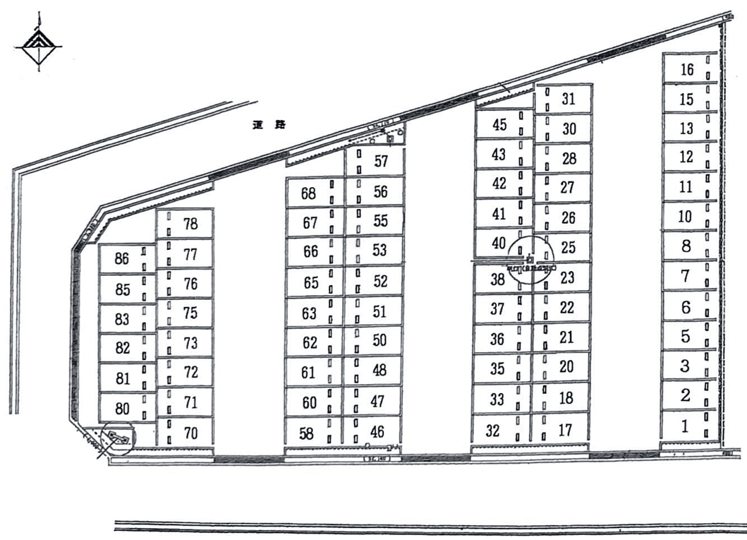 鞍月パーキングの駐車配置図