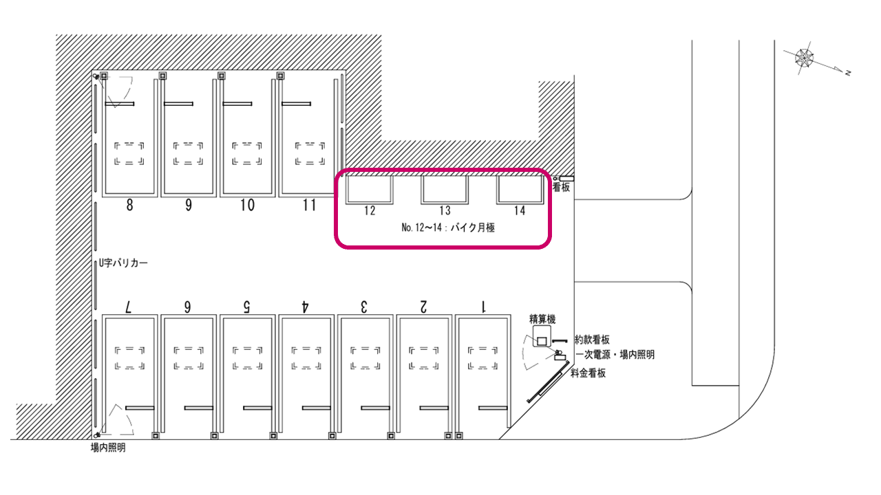 信和パーキング八幡屋の駐車配置図