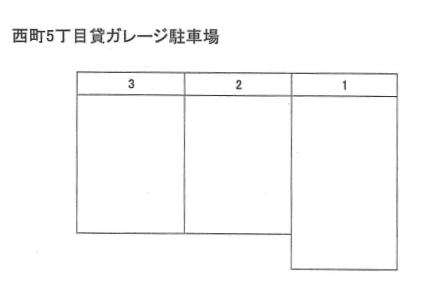 西町5丁目貸ガレージ駐車場の駐車配置図