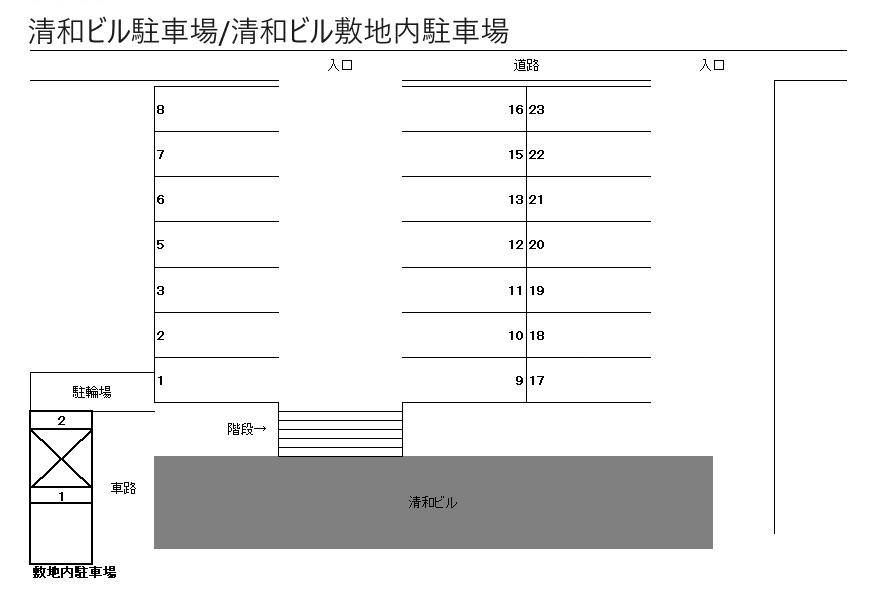 清和ビル 敷地内駐車場の駐車配置図