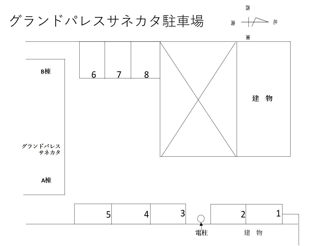 グランドパレスサネカタ駐車場の駐車配置図