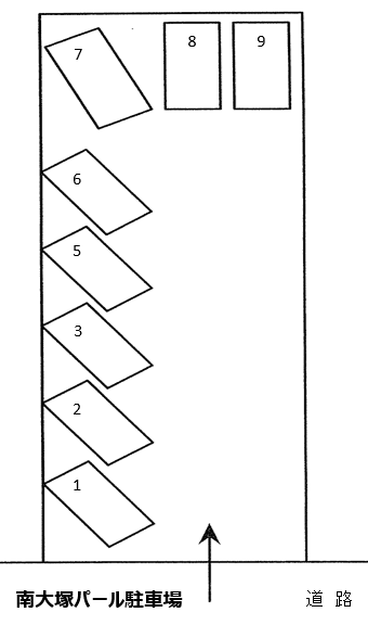 南大塚パール駐車場の駐車配置図