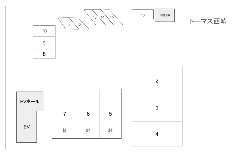 トーマス西崎1の駐車配置図