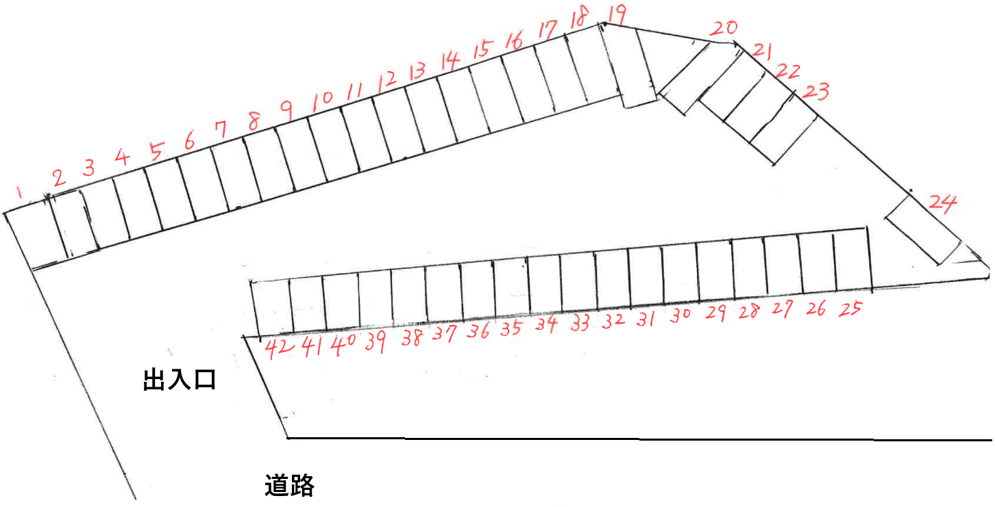 高木駐車場の駐車配置図