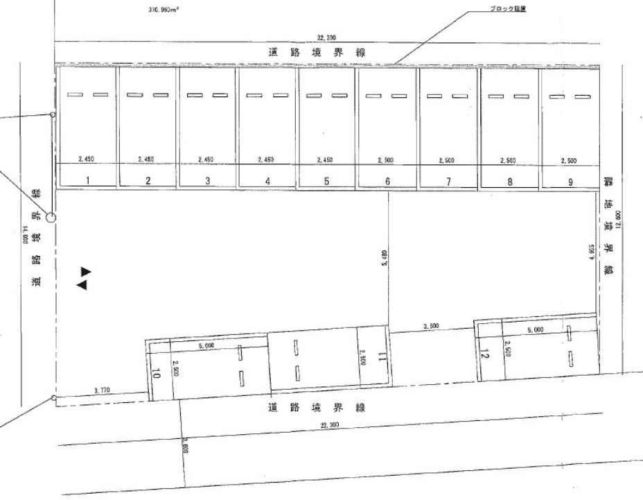 島﨑駐車場の駐車配置図