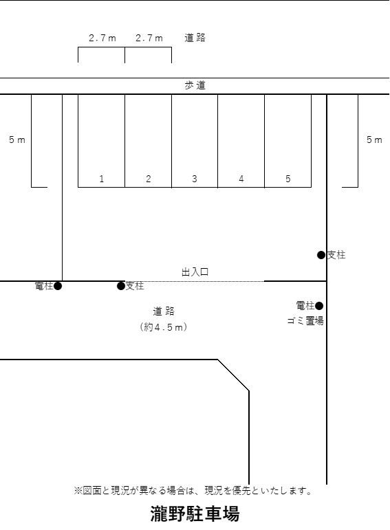 瀧野駐車場の駐車配置図
