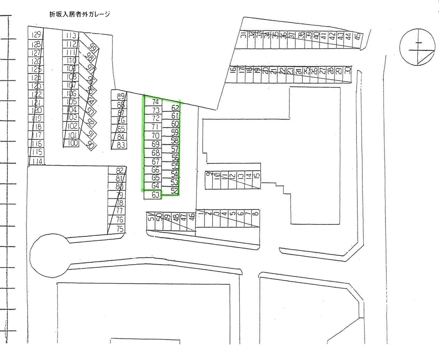 折坂入居者外ガレージの駐車配置図