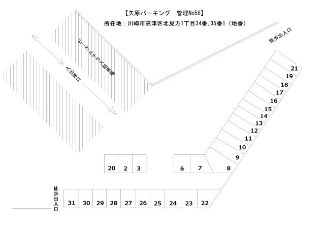 矢原パーキングの駐車配置図