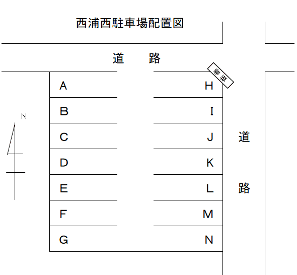 西浦西駐車場の駐車配置図