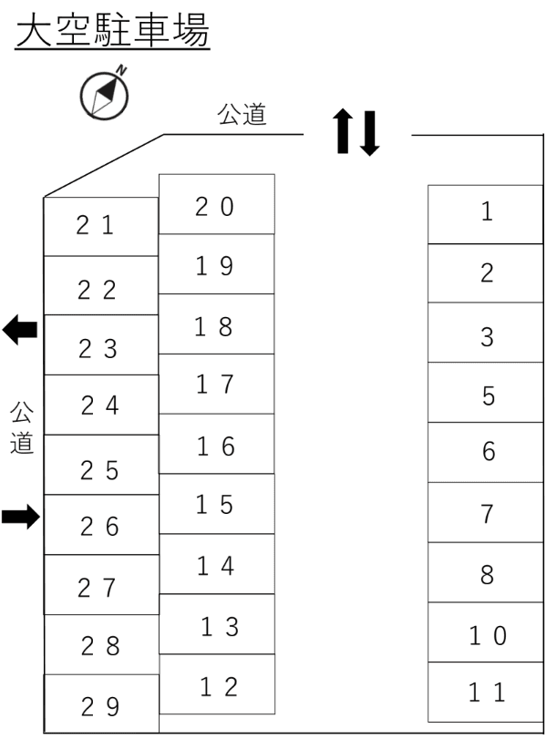 大空駐車場の駐車配置図