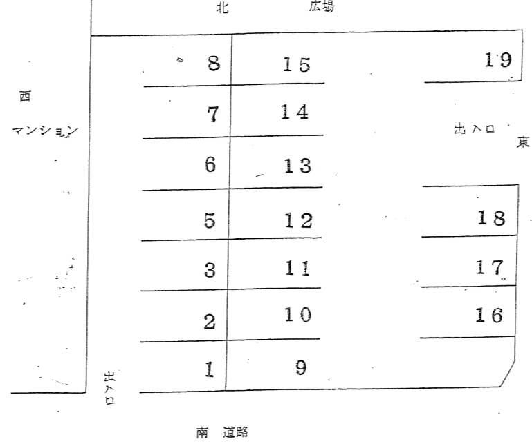 鬼頭駐車場の駐車配置図