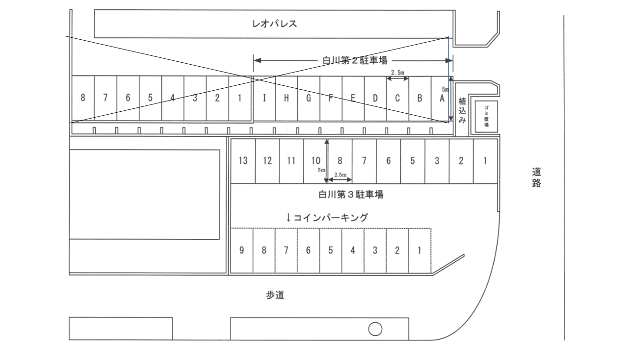 白川第3駐車場の駐車配置図