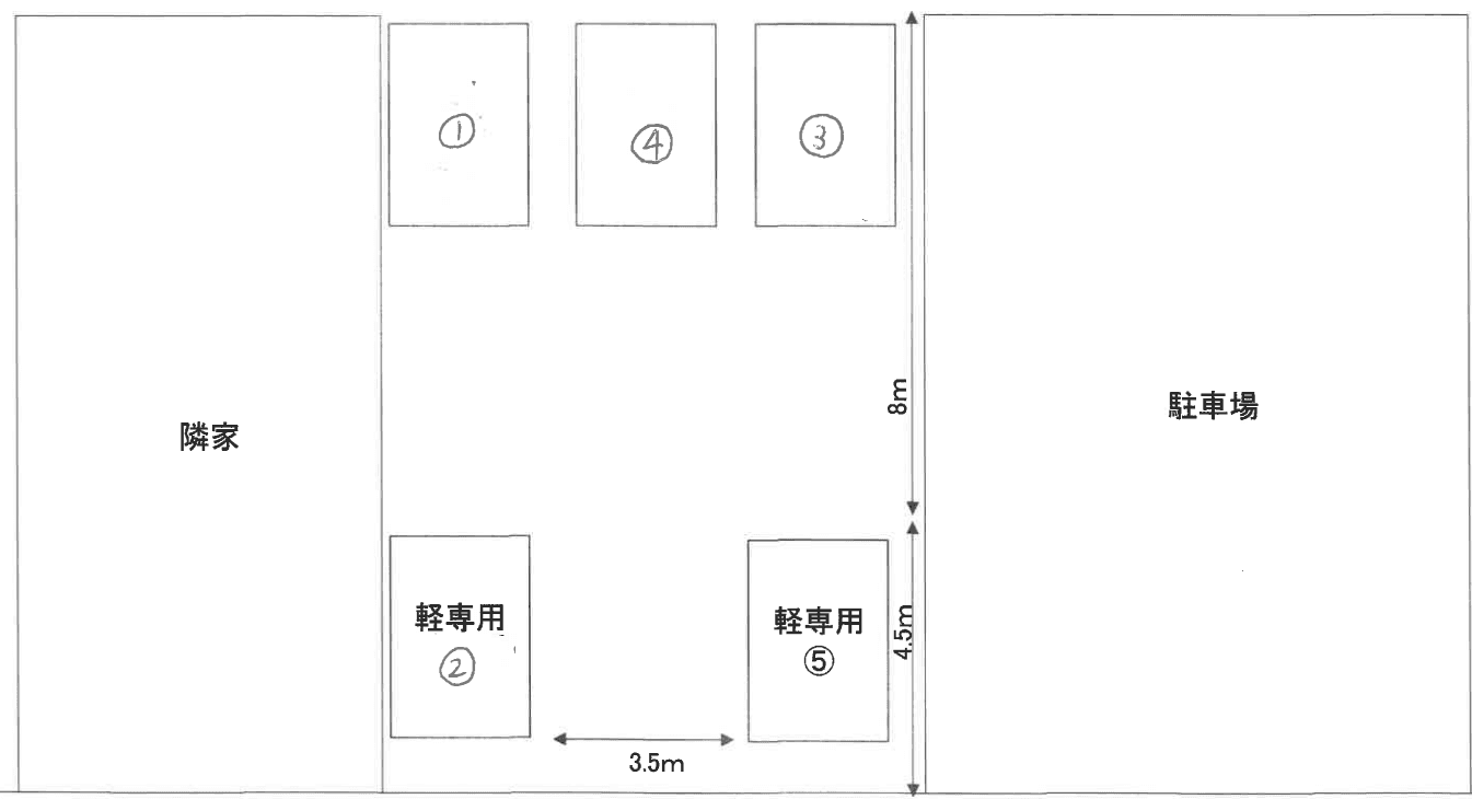 墨田区八広2丁目駐車場の駐車配置図