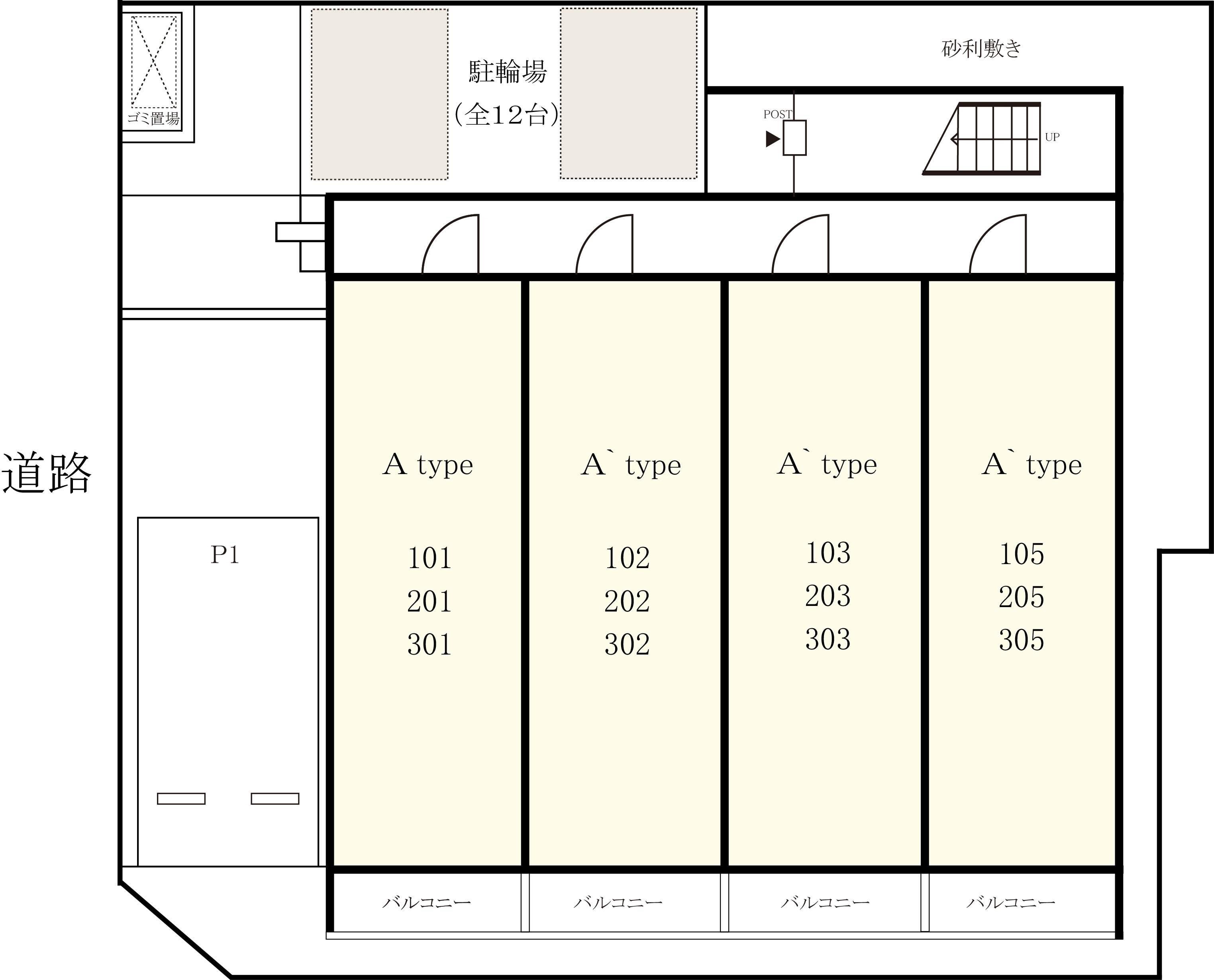 リブリ・アルペジオ駐車場の駐車配置図