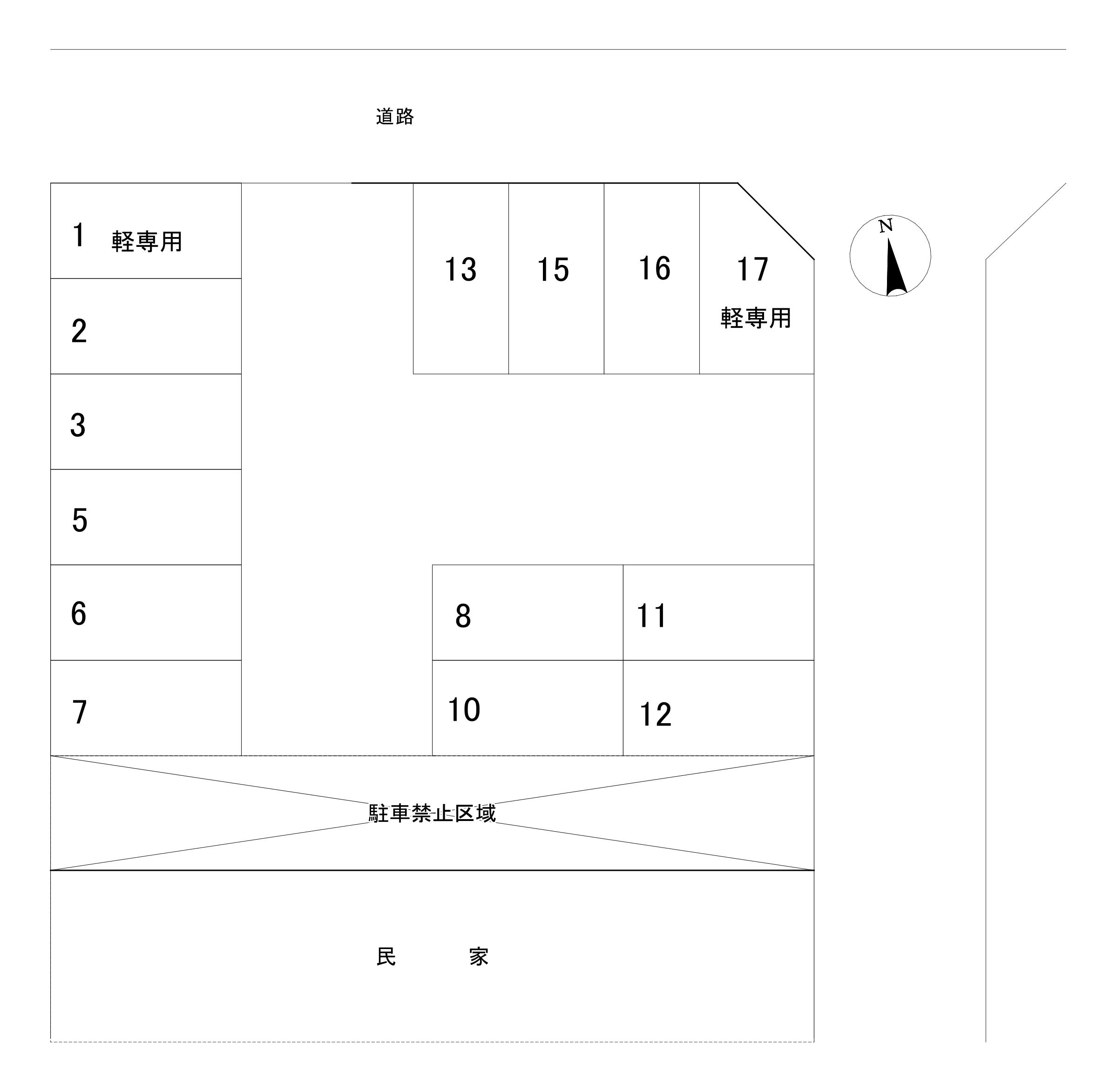 加藤様正法寺月極駐車場の駐車配置図
