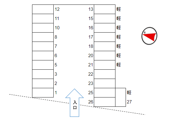 健軍3丁目駐車場の駐車配置図