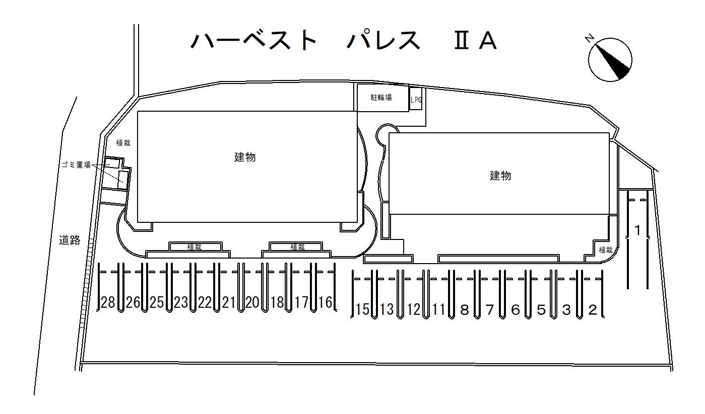 ハーベスト パレス ⅡAの駐車配置図