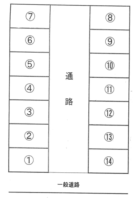 田中町パーク駐車場の駐車配置図