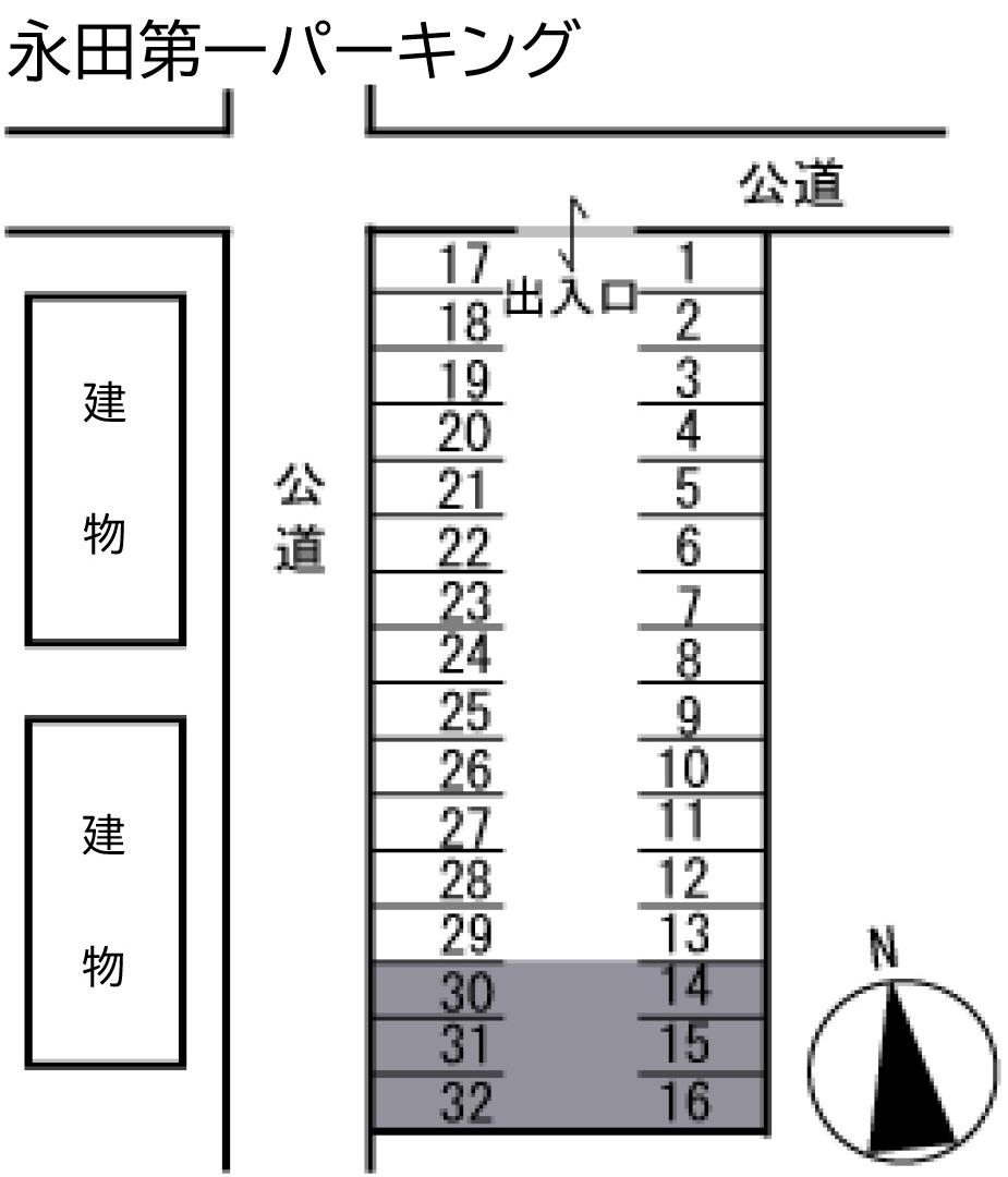 永田第一パーキングの駐車配置図