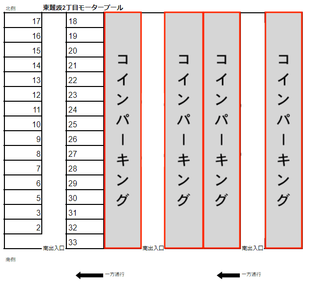 東難波2丁目モータープールの駐車配置図